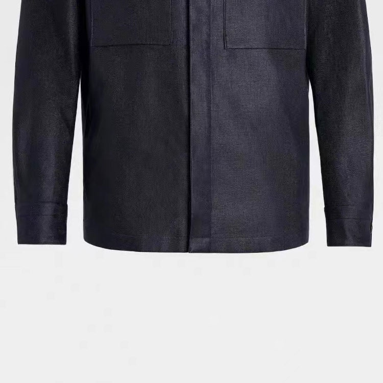 Shop 杰尼亚SS24海军蓝纯色长袖夹克带口袋 UDV60A-7SOT10-B09