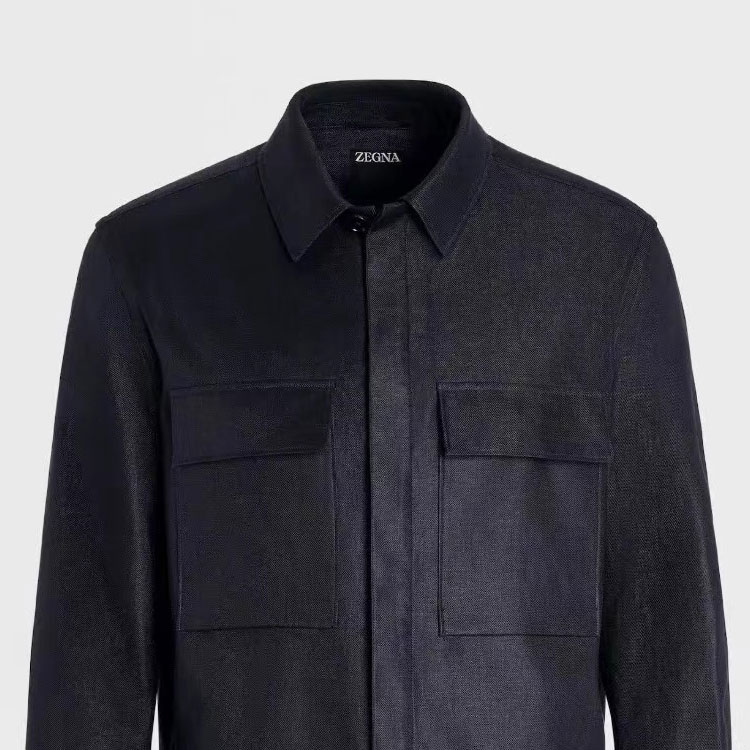 Details for 杰尼亚SS24海军蓝纯色长袖夹克带口袋 UDV60A-7SOT10-B09