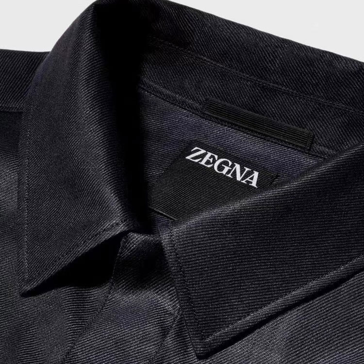 Sizing 杰尼亚SS24海军蓝纯色长袖夹克带口袋 UDV60A-7SOT10-B09