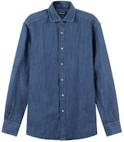 Zegna SS24 Solid Single-Breasted Casual Long Sleeve Shirt Blue UDX12-A7SRF6-192 Zegna SS24 Solid Single-Breasted Casual Long Sleeve Shirt Blue UDX12-A7SRF6-192