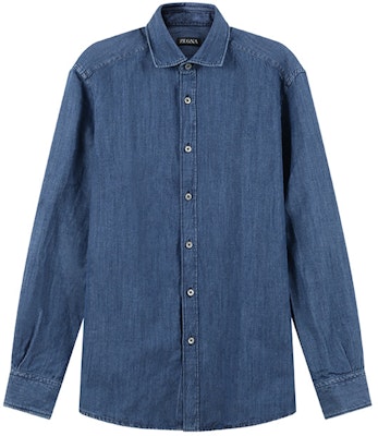 ゼニア SS24 ブルー無地シングルブレストカジュアル長袖シャツ UDX12-A7SRF6-192 Order ゼニア SS24 ブルー無地シングルブレストカジュアル長袖シャツ UDX12-A7SRF6-192