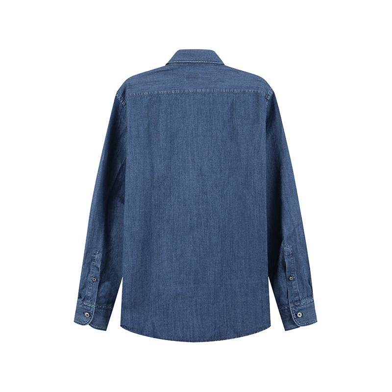 Lookbook ゼニア SS24 ブルー無地シングルブレストカジュアル長袖シャツ UDX12-A7SRF6-192