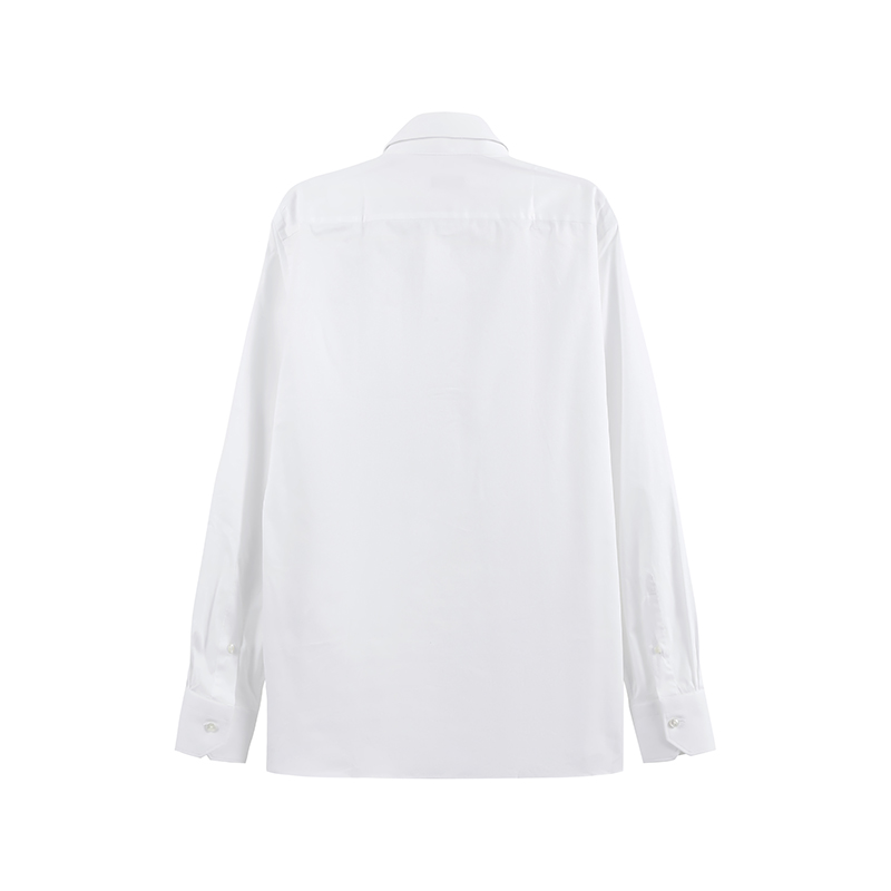 Zegna SS24 Solid White Long Sleeve Button-Up Shirt for Men 60134-1A69MS-0BA 圖 3