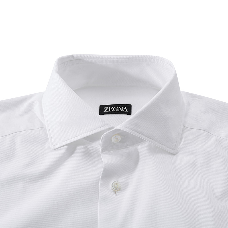 Zegna SS24 Solid White Long Sleeve Button-Up Shirt for Men 60134-1A69MS-0BA 圖 7