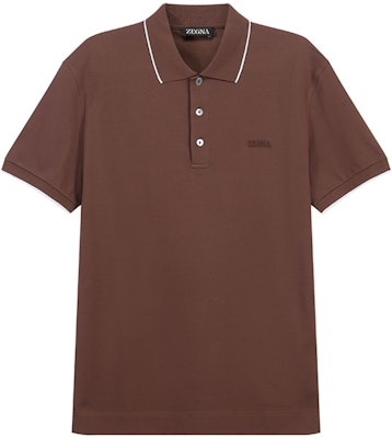 Zegna SS24 條紋標誌修身剪裁男士POLO衫 棕色 UD358A-7D746-M07 Order Zegna SS24 條紋標誌修身剪裁男士POLO衫 棕色 UD358A-7D746-M07