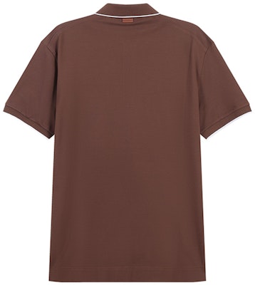Zegna SS24 條紋標誌修身剪裁男士POLO衫 棕色 UD358A-7D746-M07 Lookbook Zegna SS24 條紋標誌修身剪裁男士POLO衫 棕色 UD358A-7D746-M07