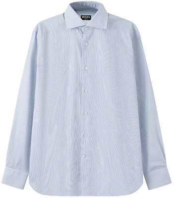 Zegna SS24 條紋單排扣長袖襯衫 天空藍 60121-8A69MS-0BA Buy Zegna SS24 條紋單排扣長袖襯衫 天空藍 60121-8A69MS-0BA