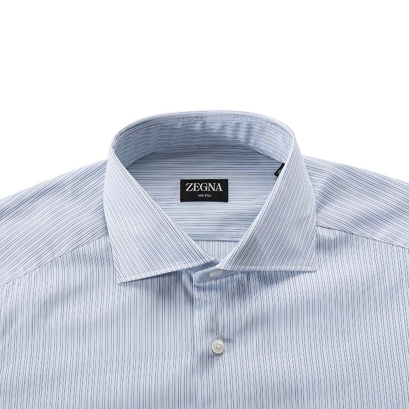 Purchase Zegna SS24 條紋單排扣長袖襯衫 天空藍 60121-8A69MS-0BA