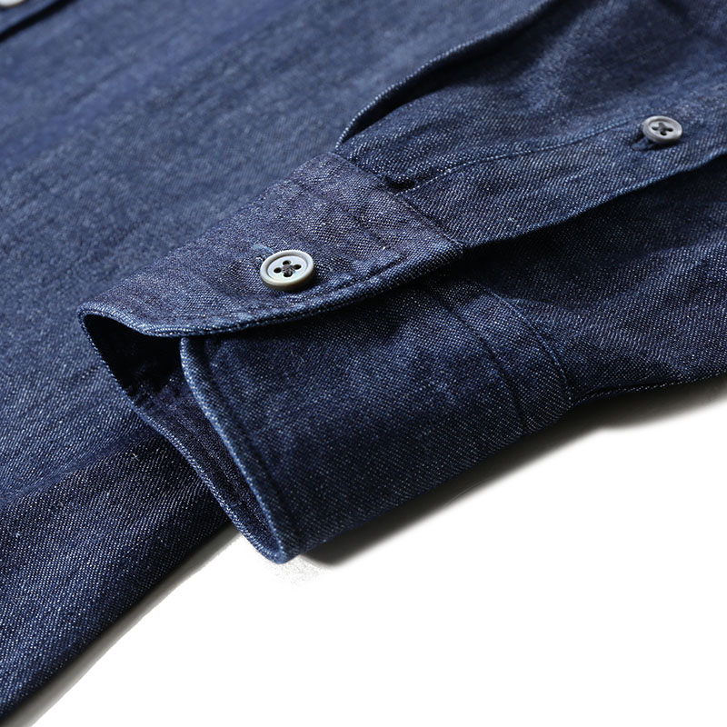 Details for 제냐 SS24 워시드 데님 블루 남성용 긴팔 캐주얼 셔츠. UDX12-A7SRF6-190