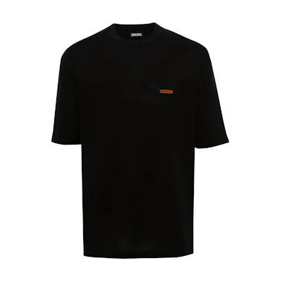 Zegna SSS24 Solid Black Crew Neck Casual Short Sleeve T-Shirt Men. UDC9XA7-C10-K09
