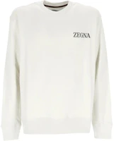 Zegna White Crewneck Pullover Sweatshirt with Logo Print UD522A7D872-N01 Zegna White Crewneck Pullover Sweatshirt with Logo Print UD522A7D872-N01