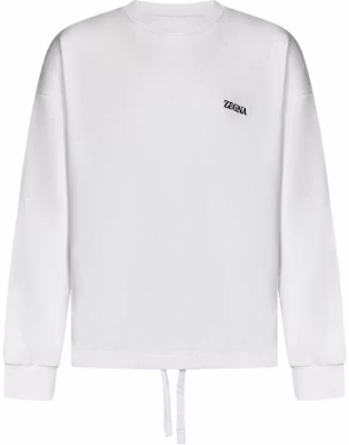 Zegna White Crewneck Sweatshirt with Embroidered Logo and Drawstring Hem N6MGI1830-105 Buy Zegna White Crewneck Sweatshirt with Embroidered Logo and Drawstring Hem N6MGI1830-105