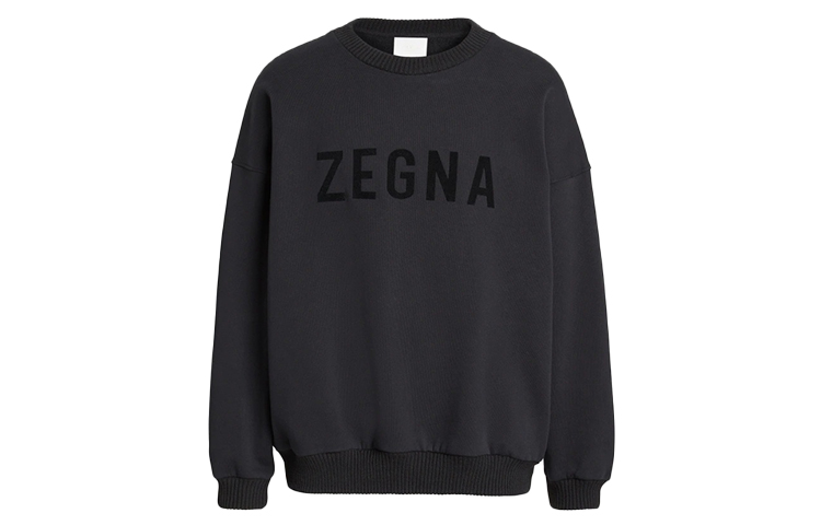 Zegna x Fear of God Black Crewneck Pullover Sweatshirt for Men FZJ803-FZ1004-K09