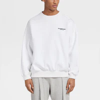 Lookbook Zegna x Fear of God 男女同款棉質混紡圓領白色長袖上衣 FZJ803-FZ1003-N01