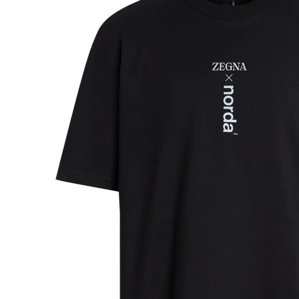 Sizing Zegna x Norda 聯名款男士黑色短袖印花T恤。 UB364A5-NOR71P-K09
