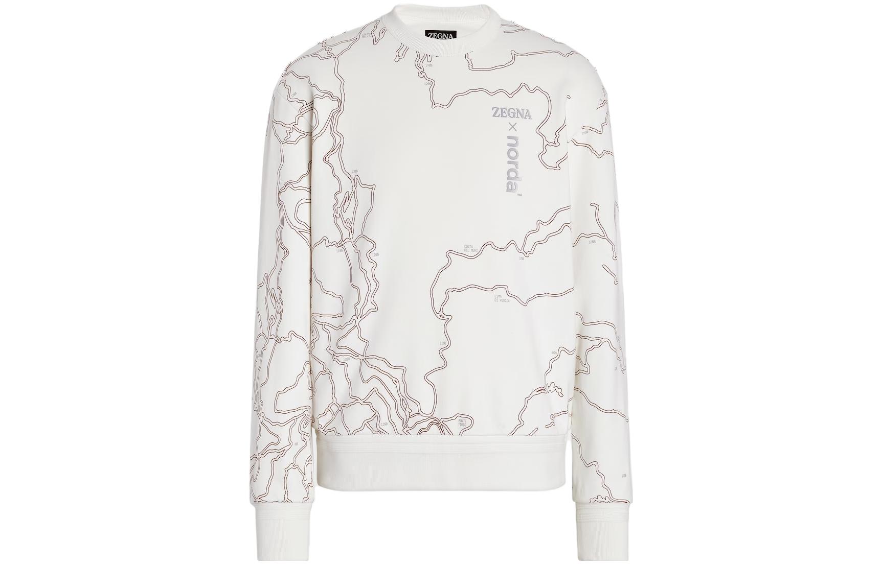 Zegna x Norda SS23  White Logo Print Long Sleeve Sweatshirt. UB522A5-NOR872-N01