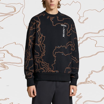Zegna x Norda SS23 黑色印花長袖運動衫 男裝。 UB522A5-NOR872-K09 Lookbook Zegna x Norda SS23 黑色印花長袖運動衫 男裝。 UB522A5-NOR872-K09