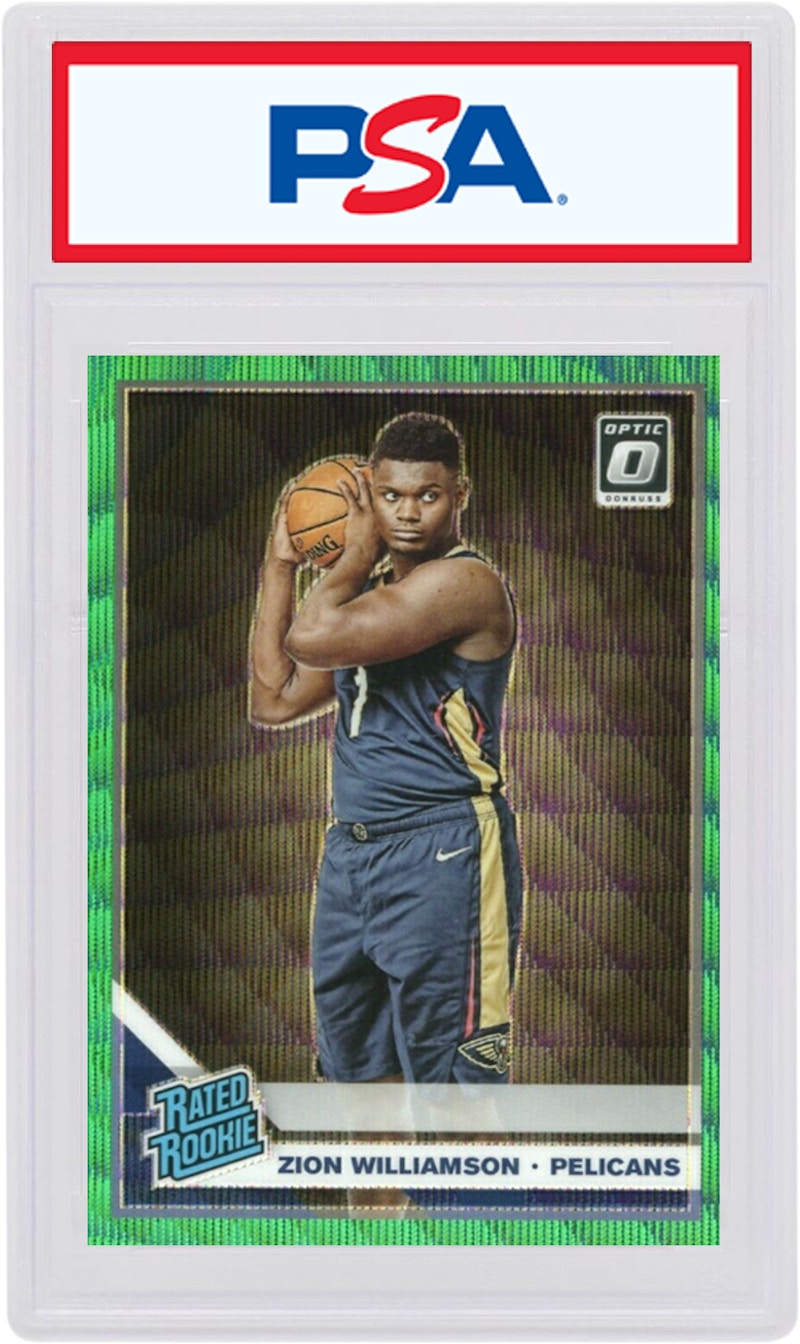 Zion Williamson 2019 Donruss Optic Rookie Fanatics Box Set Green Wave #158